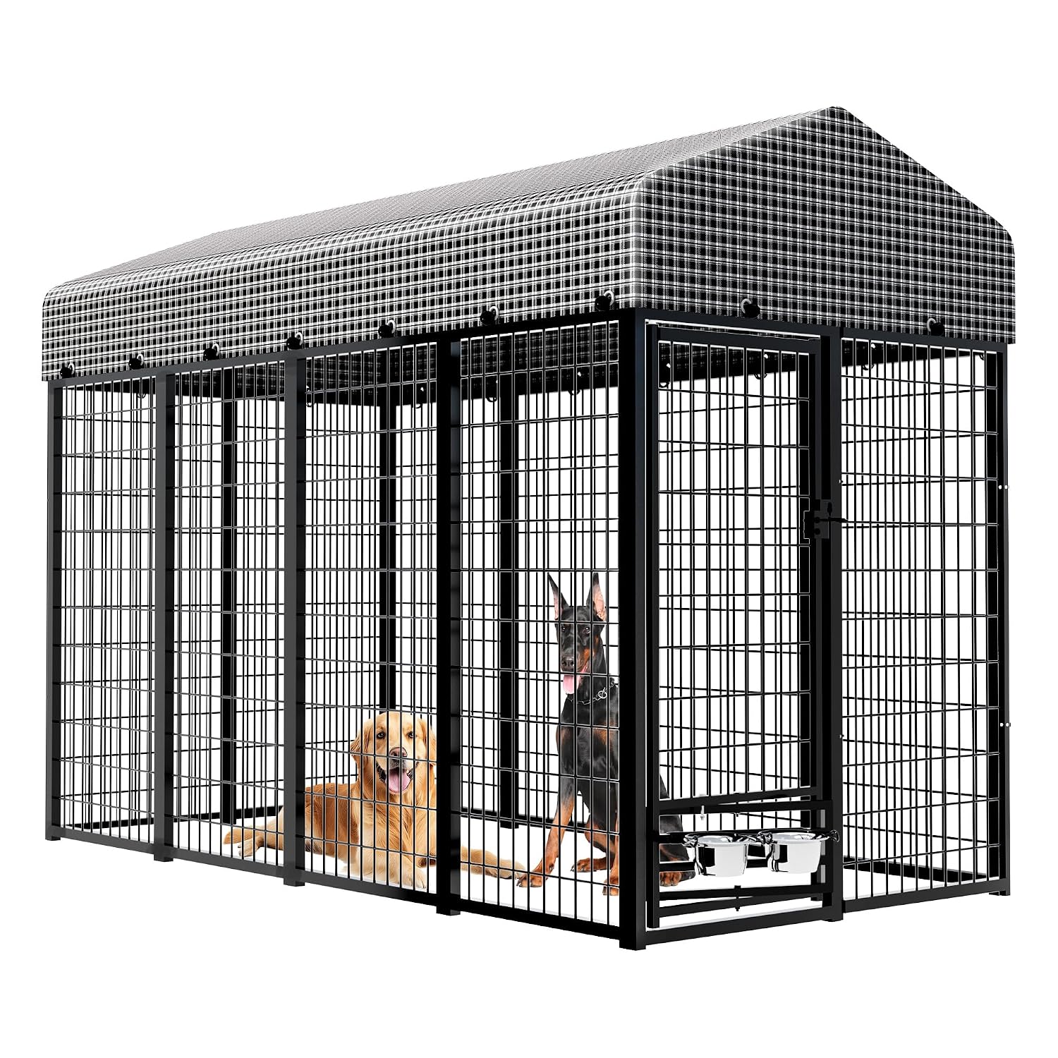 Feeding - Recinto per Cani Resistente con Tetto,