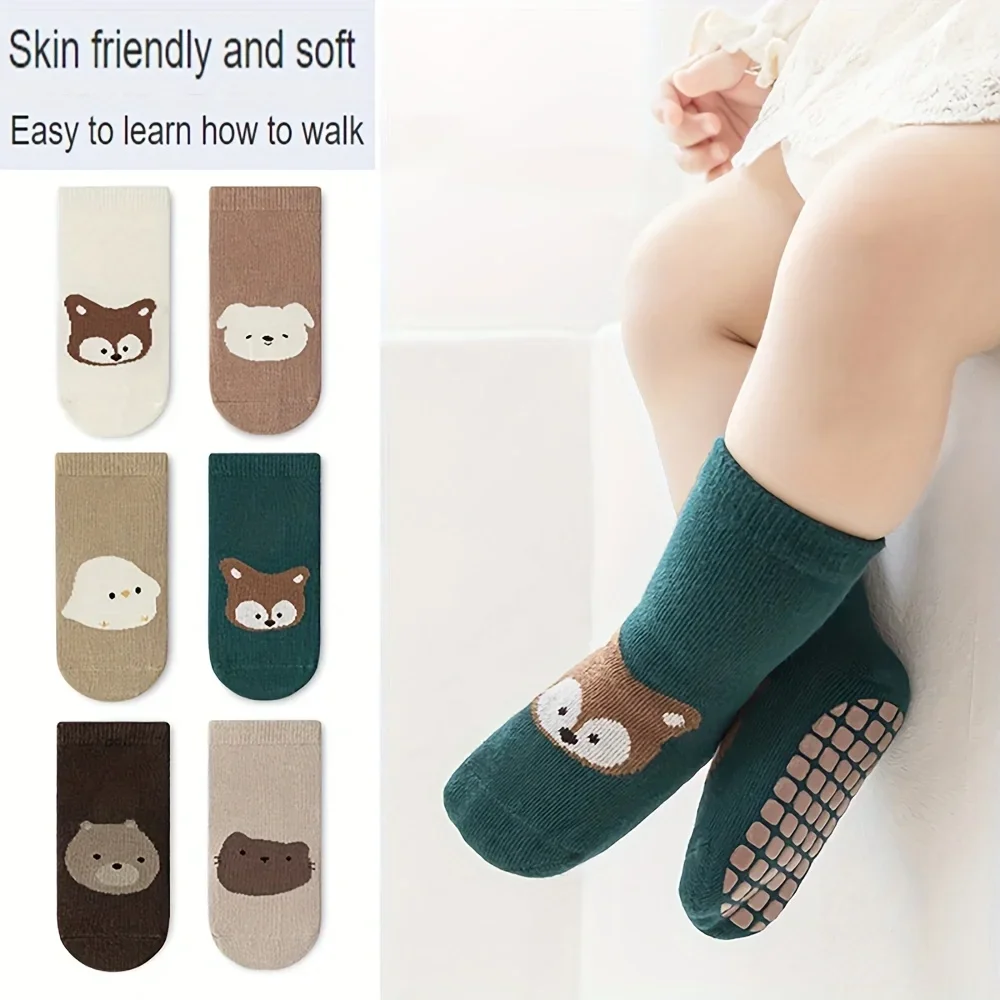 Unisex Baby Socks Non Slip - 6 paia di calzini antiscivolo per